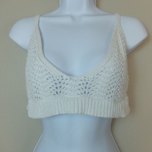 Boohoo White Crochet Crop Top Bralette Size 12 - Picture 2 of 5